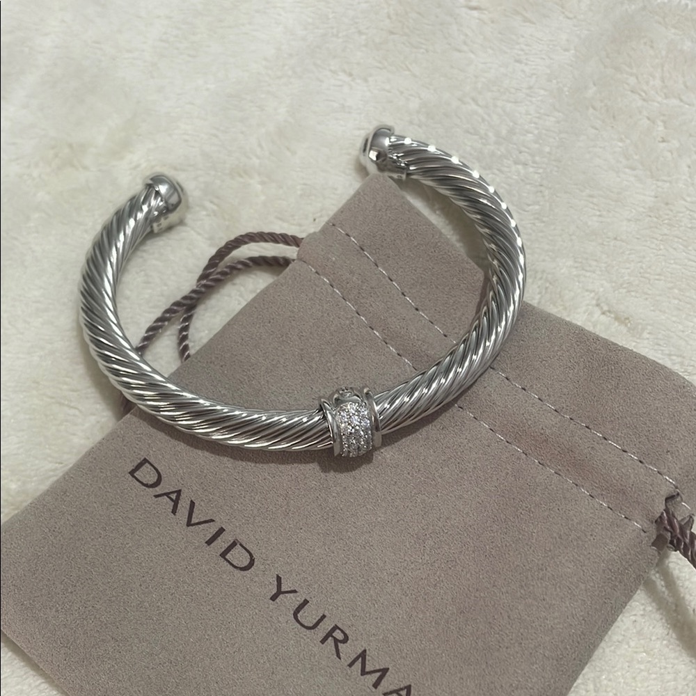 David Yurman Cable Classic SIngle Station Pave Diamond 7mm Bracelet